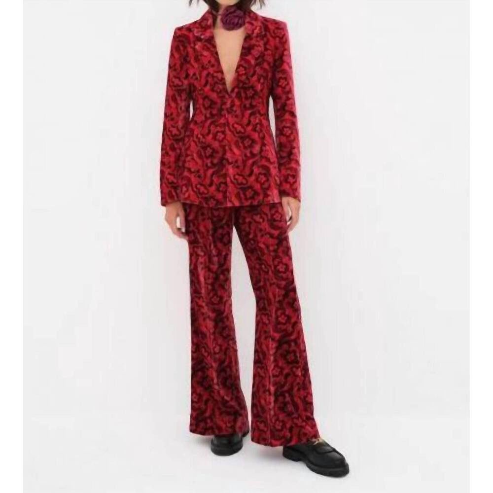 NEW FOR LOVE & LEMONS penny lace trim blazer in red multi